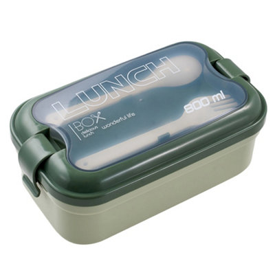 Living And Home 800Ml Green Rectangular Lunch Box With Fork And Spoon from B&Q