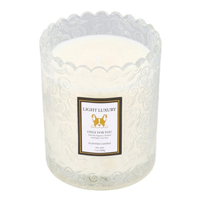 Living And Home Translucent Embossing Glass Cup Soy Wax English Pear And Freesia Scented Candle16-Hour Burn from B&Q