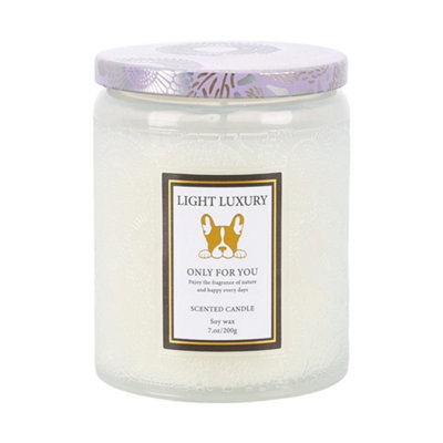Living And Home Translucent White Embossing Glass Cup Soy Wax Zen Tea Valley Scented Candle With Lid16-Hour Burn from B&Q