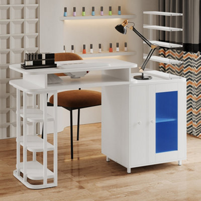 Living And Home White Professional Mobile Manicure Table With Built-In Dust Collector And Multi-Storage130Cm(W) X 45Cm(D) X 115Cm(H) from B&Q