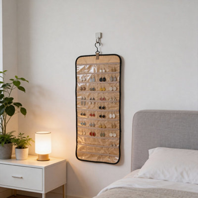 Living And Home Double-Sided Hanging Jewellery Organiser With Dustproof Pockets And Hooks36Cm(W) X 82Cm(H) from B&Q