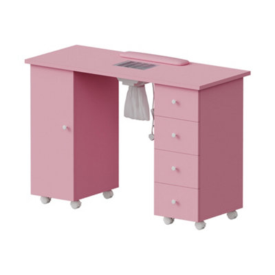 Darphe Mobile Manicure Table With Built-In Dust CollectorPink from B&Q
