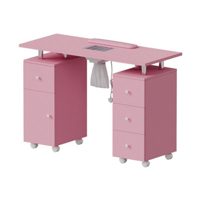 Darphe Professional Mobile Manicure Table With Built-In Dust Collector And DrawersPink from B&Q