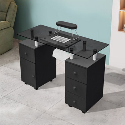 Darphe Professional Mobile Manicure Table On Wheels With Dust CollectorBlack from B&Q