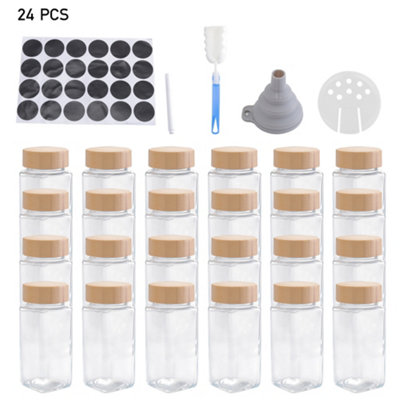 Living And Home 24Pcs 120Ml Clear Glass Spice Jars With Bamboo Lids And Labels from B&Q