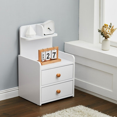 B&Q -  Wooden 2-Drawers Bedside Table Nightstand With A Shelf