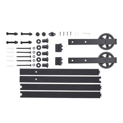 Living And Home Rustic J Shaped Large Wheel Barn Door Hardware Sliding Door Kit 2M (6.6Ft) from B&Q