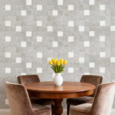 Garden Sanctuary Mosaic Style Marble Effect Square Brick Design Peel And Stick Wall Tiles Backslash 32 X 32Cm from B&Q