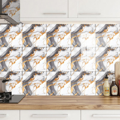 Living And Home 10Pcs Peel And Stick Marble Wall Sticker from B&Q