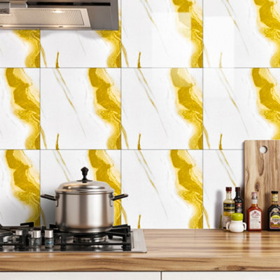 Living And Home 10Pcs Peel And Stick Marble Wall Sticker from B&Q