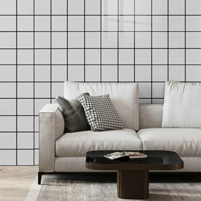 Living And Home 10Pcs Peel And Stick Pvc Lattice Wall Tile Sticker from B&Q