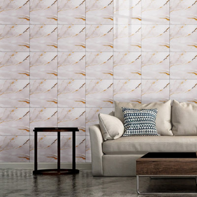 Living And Home 10Pcs Peel And Stick Marble Wall Sticker from B&Q
