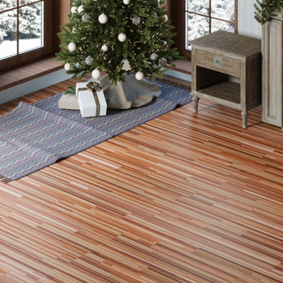 Living And Home 36Pc Self-Adhesive Wood Grain Pvc Floor Tiles