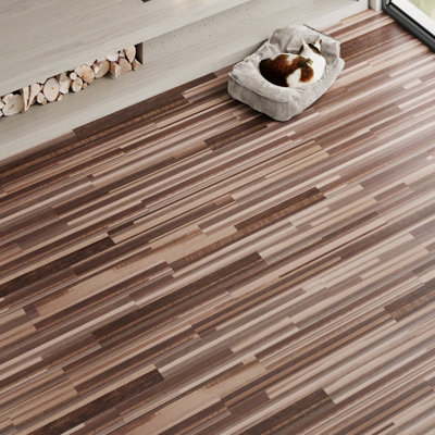 Living And Home 36Pc Self-Adhesive Wood Grain Pvc Floor Tiles