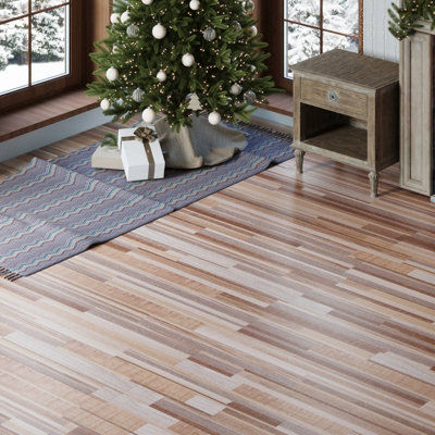 Living And Home 36Pc Self-Adhesive Wood Grain Pvc Floor Tiles