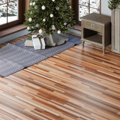Living And Home 36Pc Self-Adhesive Wood Grain Pvc Floor Tiles