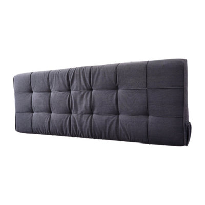 Thehotsale Flannel Supportive Bed Backrest Cushion With Removable Cover Dark Grey Sponge Filling 180Cm W X 6Cm D X 60Cm H from B&Q
