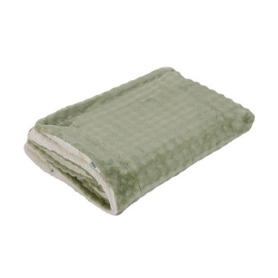 Thehotsale Sherpa Thickened Double Sided Warm Soft Green Throw Blanket Plain Design 200Cm W X 150Cm D from B&Q