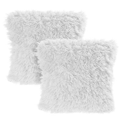 Thehotsale Comfortable Warm Square Faux Plush Throw Pillow Covers Pillowcases Without Insert White 45Cm X 45Cm from B&Q