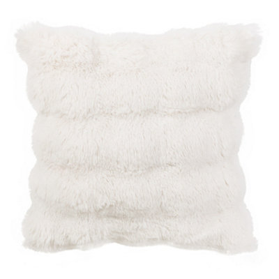 Thehotsale Elegant Soft Warm Plush Textured Throw Pillow Cover Pillowcase Without Insert 43Cm W X 43Cm D White from B&Q