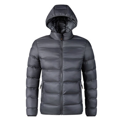 B&Q -  Windproof Lightweight Warm Soft Winter Quilted Coat With Detachable Hood And Elastic Cuffs Size Xxl