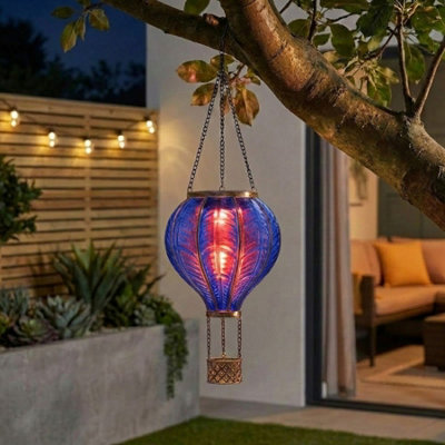 Garden Greatness Violet Hanging Solar Hot Air Balloon from B&Q