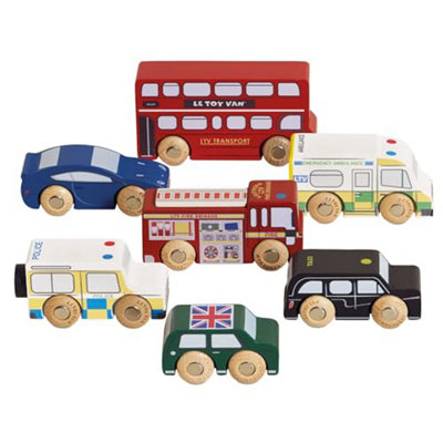 Le Toy VanIconic Wooden London Themed Car Play Set7 Pieces Vehicle Role ToysSuitable For 2 Year Old + from B&Q
