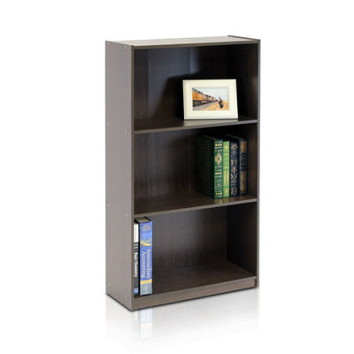 Walplus Furinno Basic 3-Tier Bookcase Storage ShelvesDark Brown from B&Q