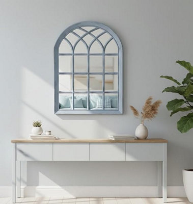 Biznest Grey Rustic Soho Window Style Mirror Elegant Vintage Hallway Mirror 50.5X71X2.5Cm (Grey Rustic) from B&Q