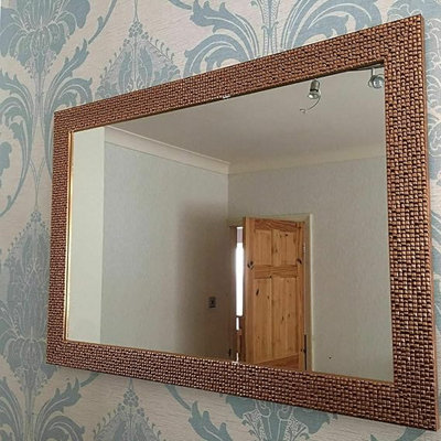 Biznest Mosaic Effect Resin Large Wall Mirror 48X68CmHome DecorativeLiving RoomBedroom Room (Gold) from B&Q