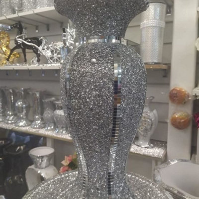 B&Q -  40Cm Sparkle Vase Ornament Crushed Diamond Gift Crushed Mirrored Flower Pot Crushed Diamond Display