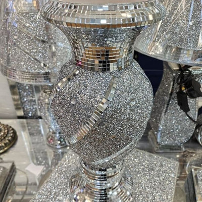 Biznest 30Cm Crushed Diamond Crystal Silver Vase Sparkle Ornament Bling Diamante Gift Flowering Pot Ceramic Design from B&Q