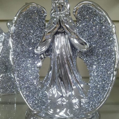 Biznest Angel Sparkle Ornament Bling Crushed Diamond Gift Praying Flying Angel Statue Crushed Diamond from B&Q