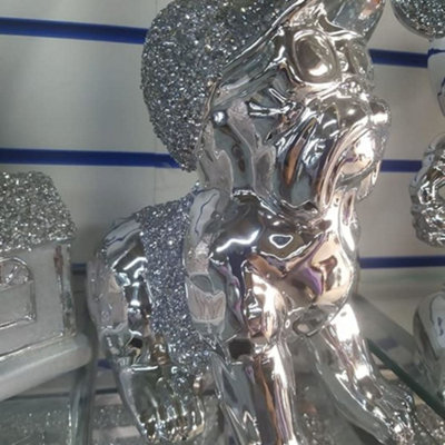 Biznest Silver British Bulldog Muscular Dog Ornament Sculpture Home Decoration Figurine from B&Q