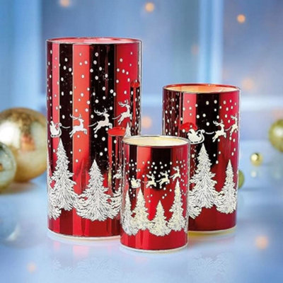 Biznest Glass Bedside Board Lamp Santa Sleigh Scene And Leds Inside Glass Clarified Light Up Hurricane Lamp Kids Night from B&Q
