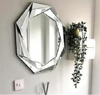 Biznest Large Round Silver Octagonal Wall Mirror 65Cm Wall Hanging Ornament Home Décor from B&Q