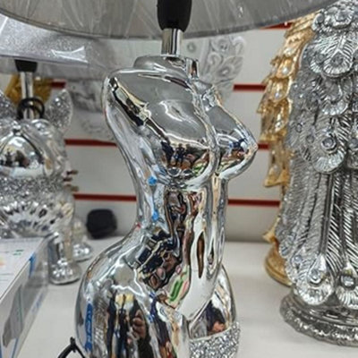 Biznest Silver Ceramic Crushed Diamond Naked Lady Body LampGift For Your Love One from B&Q