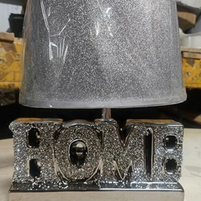 Biznest 31Cm Silver Ceramic Home Love Heart Sparkle Crushed Crystal Home Decoration Lamp from B&Q