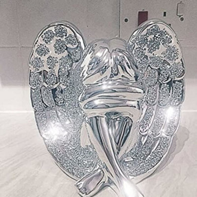 Biznest Beautiful Crushed Diamond Angel With Wings Glass Silver Sparkle Bling Ornament from B&Q