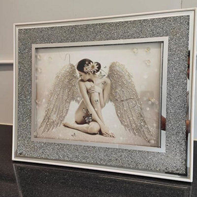 Biznest Angel Modern Glitter Liquid Art Crush Frame 55X45Cm Wall Hanging from B&Q