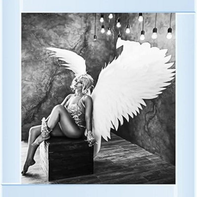 Biznest Sitting Angel With White Wings Modern 3D Glitter Liquid Art Wall Art 55Cm X 55Cm from B&Q