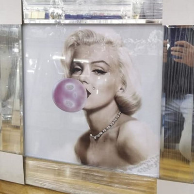 Biznest Modern Liquid Glitter Wall Art With Mirrored Edges 50X50Cm (Marilyn Monroe) from B&Q