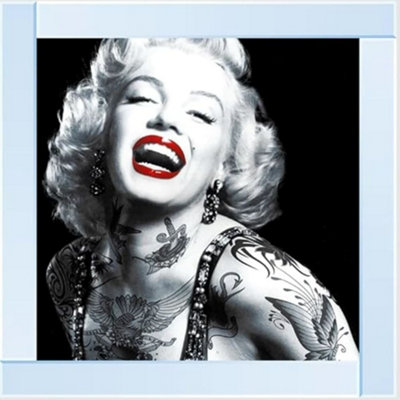 Biznest Modern Liquid Glitter Wall Art With Mirrored Edges 50X50Cm (Marilyn Monroe Gangster) from B&Q