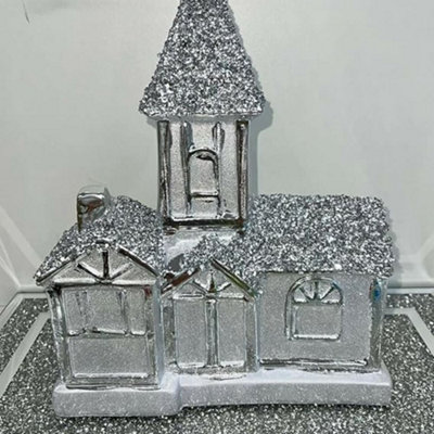 Biznest New Silver Crushed Crystal Diamond Royal Letter Box Ornament Style Decoration Diamante BlingFor Living Room from B&Q