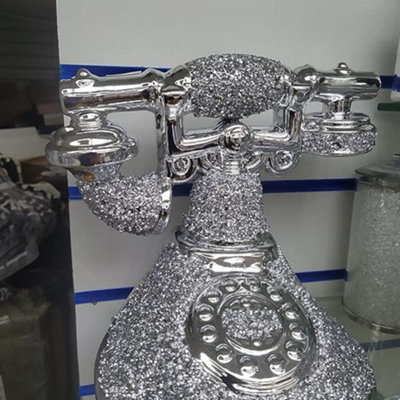 B&Q -  Romany Crushed Diamond Telephone Crystal Silver Shelf Ornament Bling