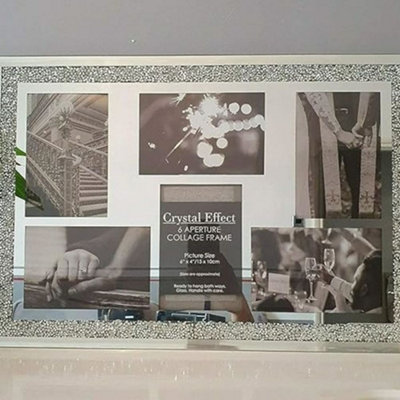Biznest Crushed Crystals Photo Frame Silver Mirrored Crushed Jewel Crystal Diamante Picture Frame (6 Picture Frame) from B&Q
