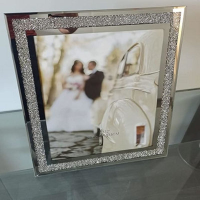 Biznest Crushed Crystals Photo Frame Silver Mirrored Crushed Jewel Crystal Diamante Picture Frame (10X12 Inch) from B&Q