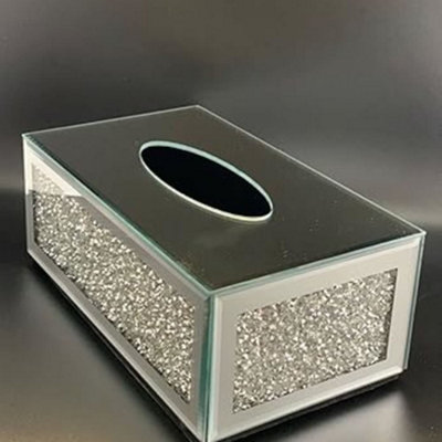 Biznest Sparkly Crushed Diamond Crystal Filled Tissue Box With Magentic Bottom from B&Q