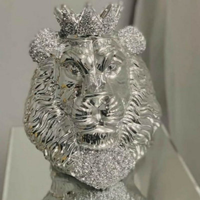 Biznest Crushed Diamond Sparkle Ornament Bling Gift Lion King Face from B&Q