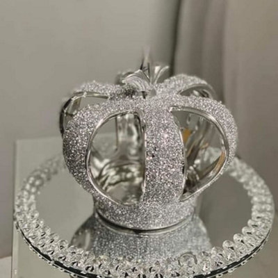 Biznest Crushed Diamond Crystal King Crown Ornament Shelf Sitter Home Décor from B&Q